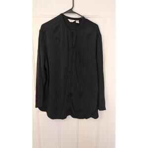 J. Jill Women's Black Tunic with Asian Inspired Buttons, Long Sleeve, M/L Artsy